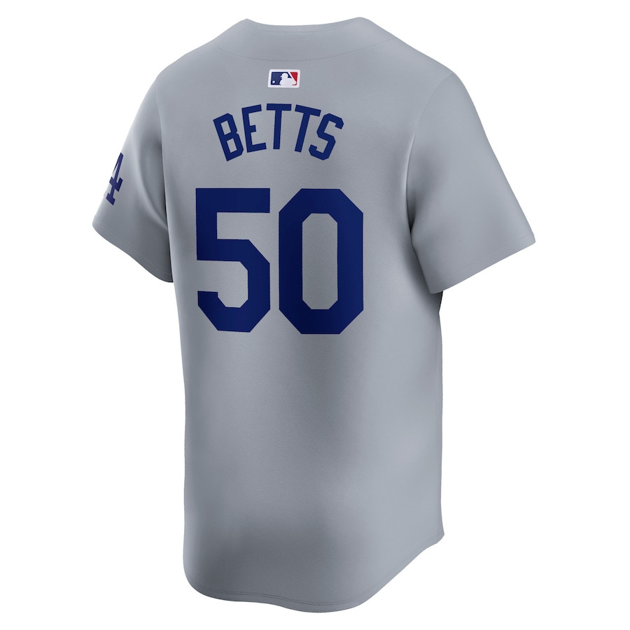 Mookie Betts 50 Los Angeles Dodgers Away Limited Player Gray MLB Jersey Men's