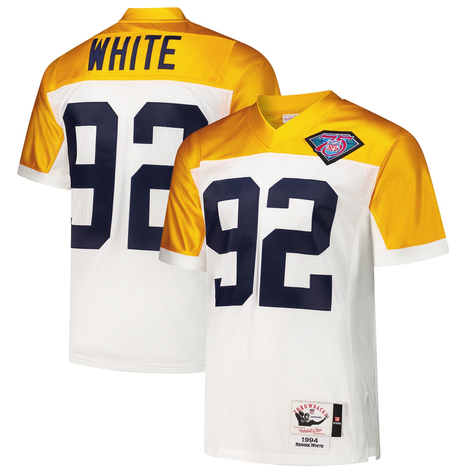 Green Bay Packers 1994 Reggie White Mitchell Ness White Throwback Retired Player NFL Jersey Men's