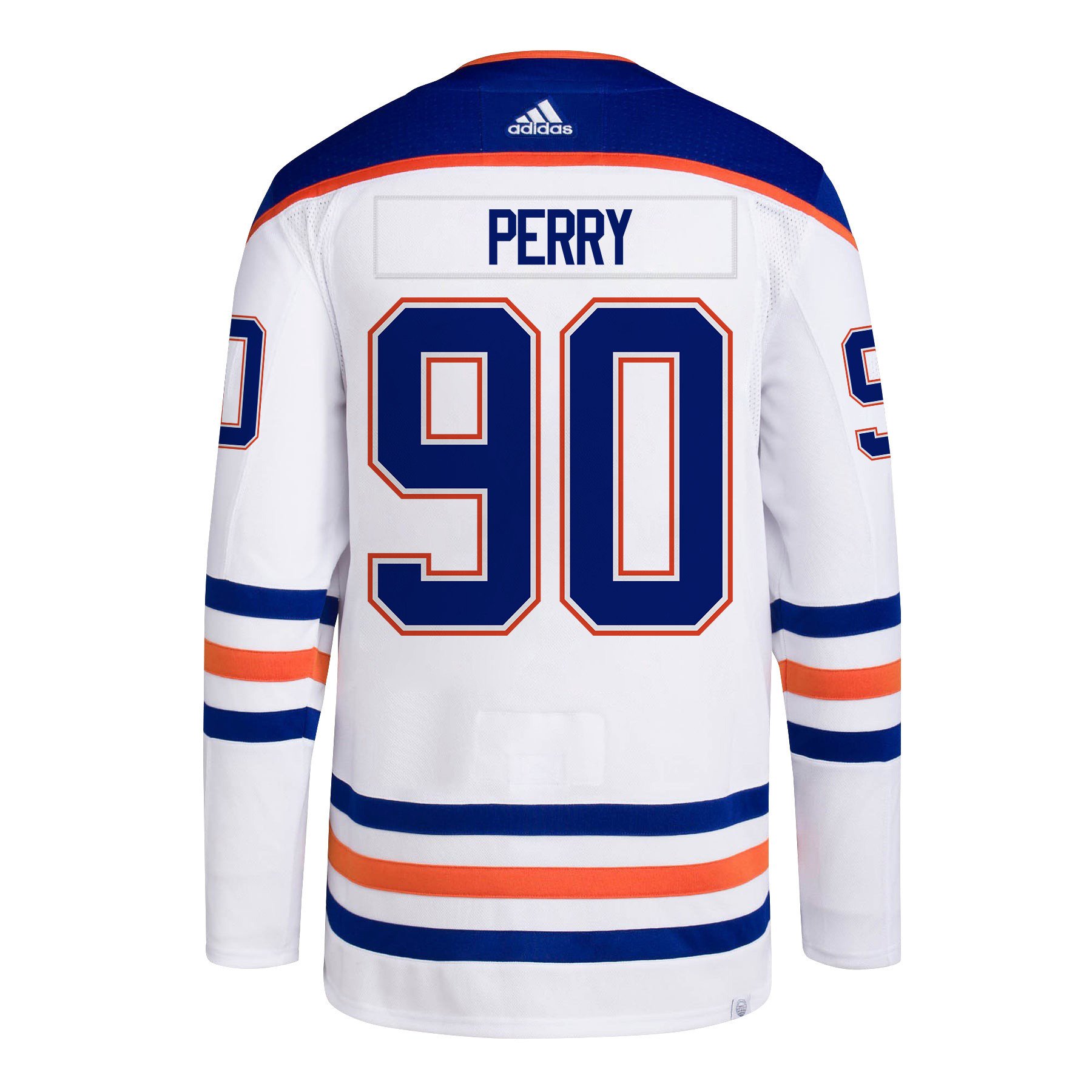 Corey Perry 90 Edmonton Oilers 2024 Playoffs Patch Away White NHL Jersey Men's