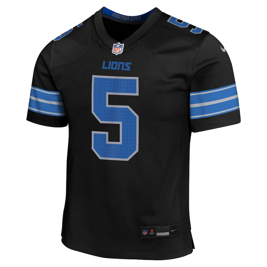 David Montgomery 5 Detroit Lions Alternate Player Game Black NFL Jersey Youth