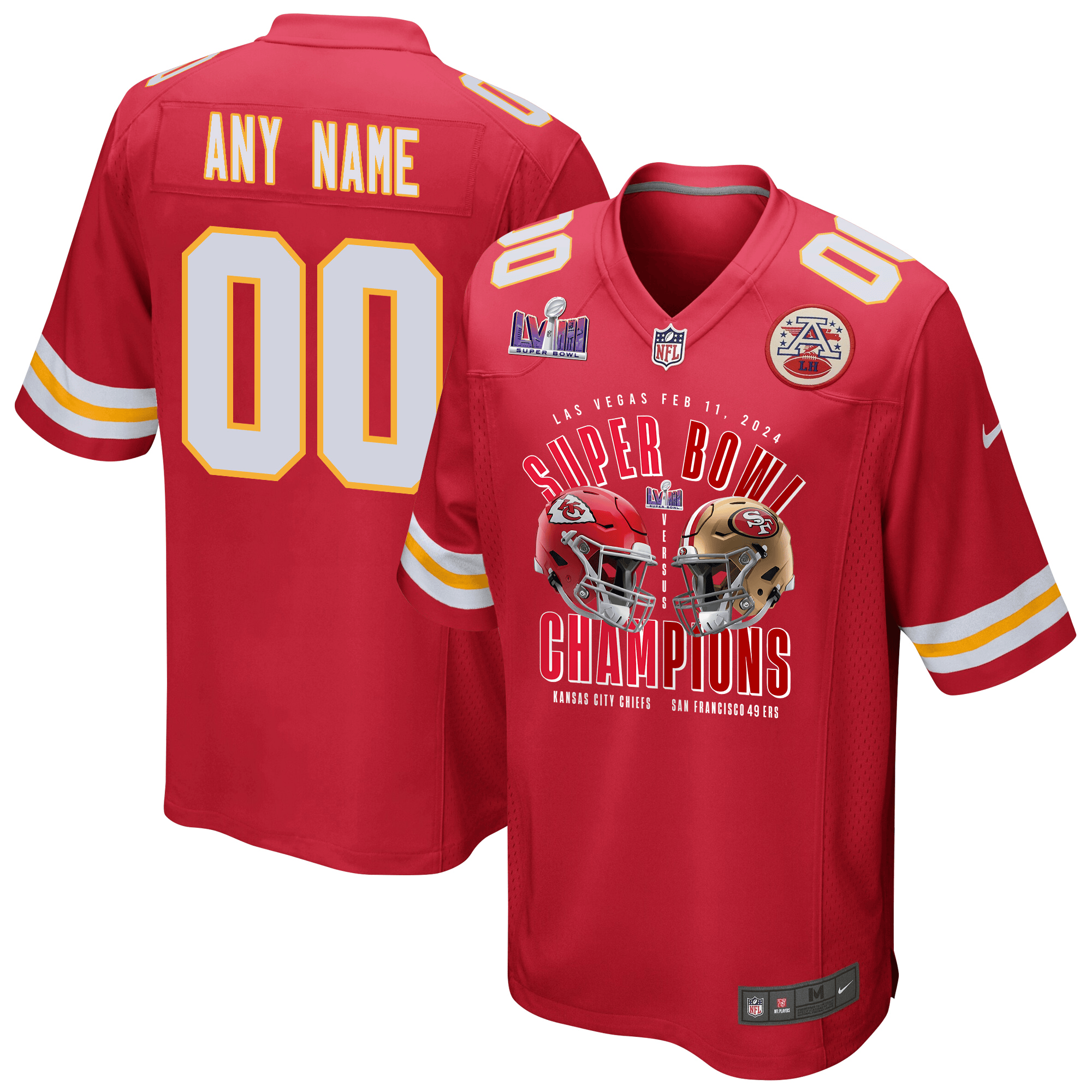 Kansas City Chiefs vs. San Francisco 49ers Super Bowl LVIII Matchup Game Custom Red NFL Jersey Men's