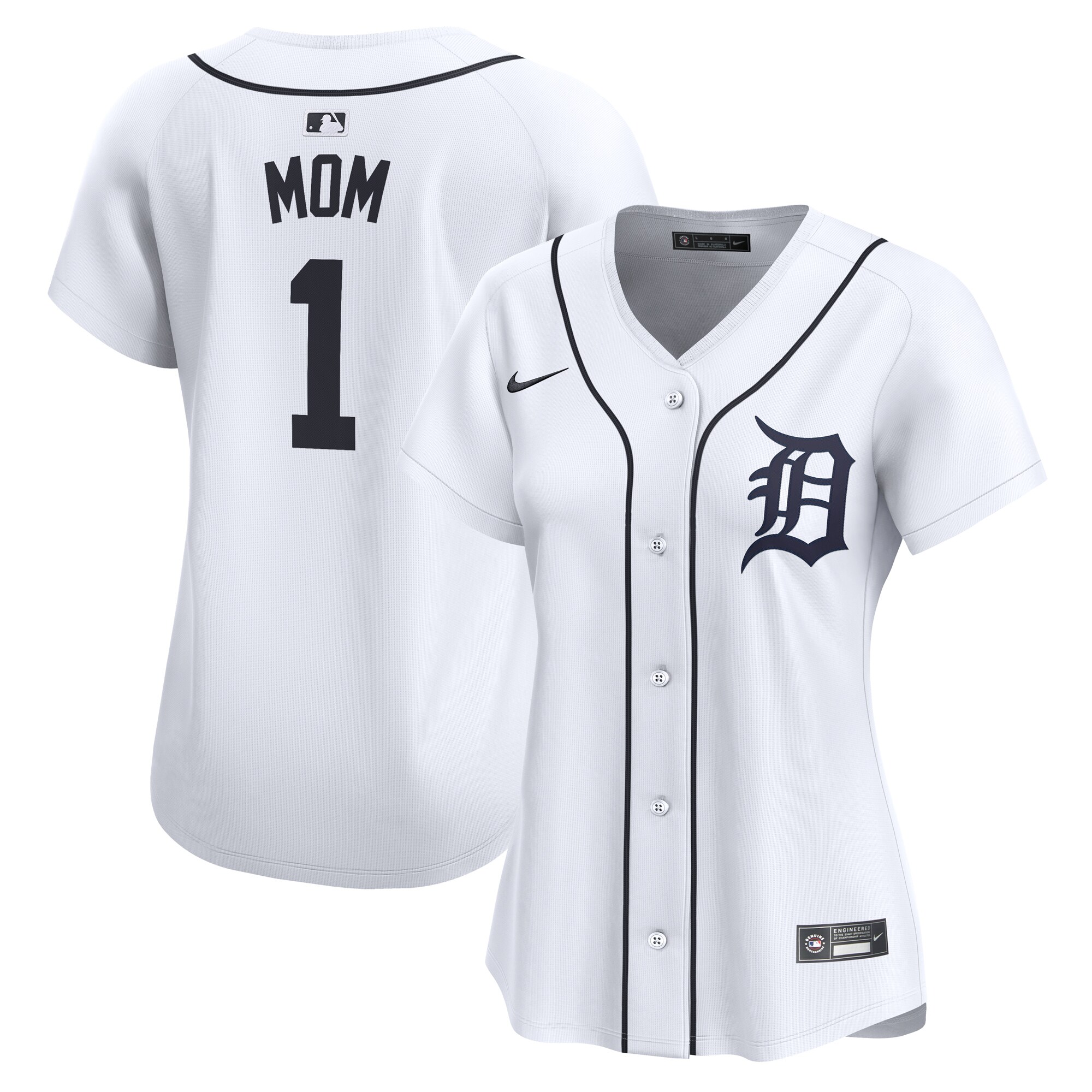 Detroit Tigers White #1 Mom Home Limited MLB Jersey Women's