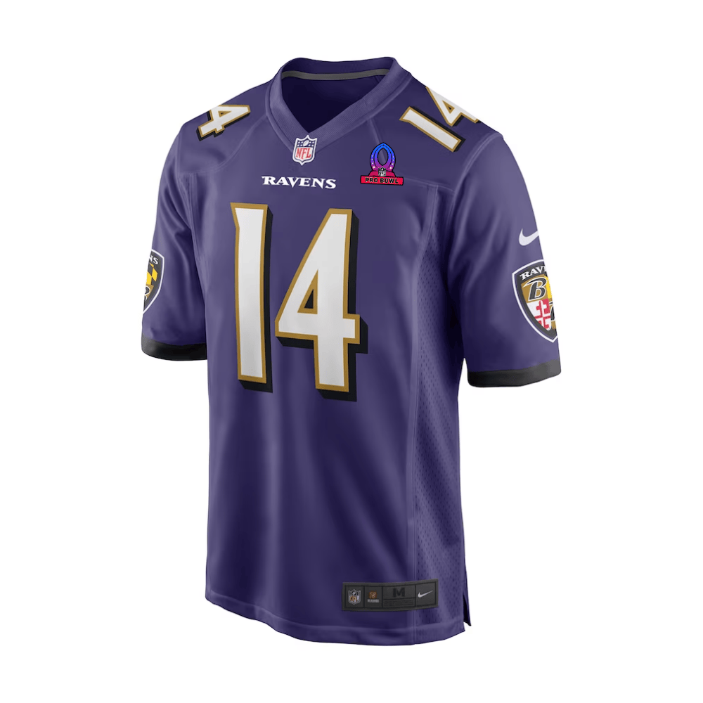 Kyle Hamilton 14 Baltimore Ravens 2025 Pro Bowl Patch Game Purple NFL Jersey Men's