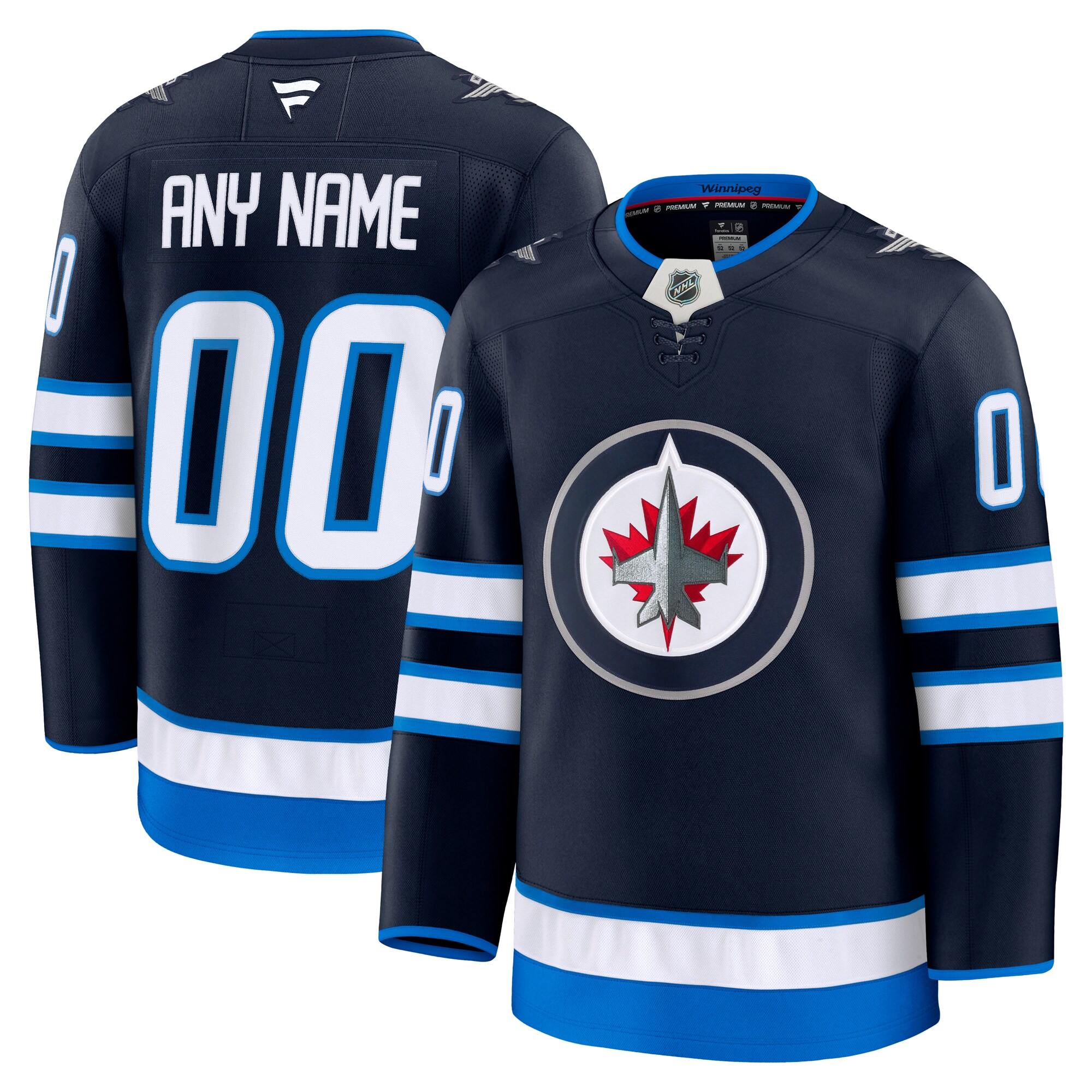 Winnipeg Jets Navy Home Premium Custom NHL Jersey Men's