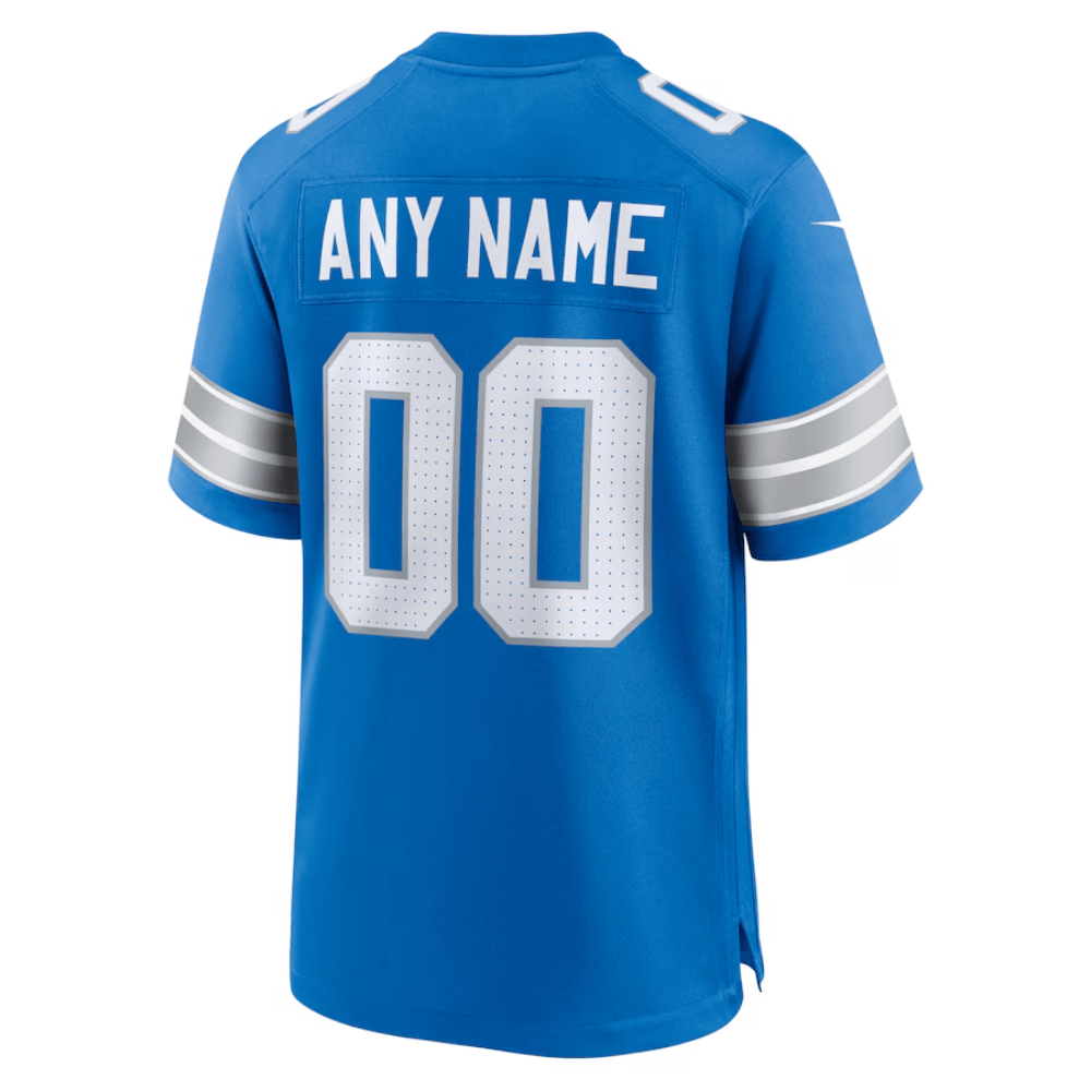 Detroit Lions Super Bowl LIX Patch Game Custom Blue NFL Jersey Men's
