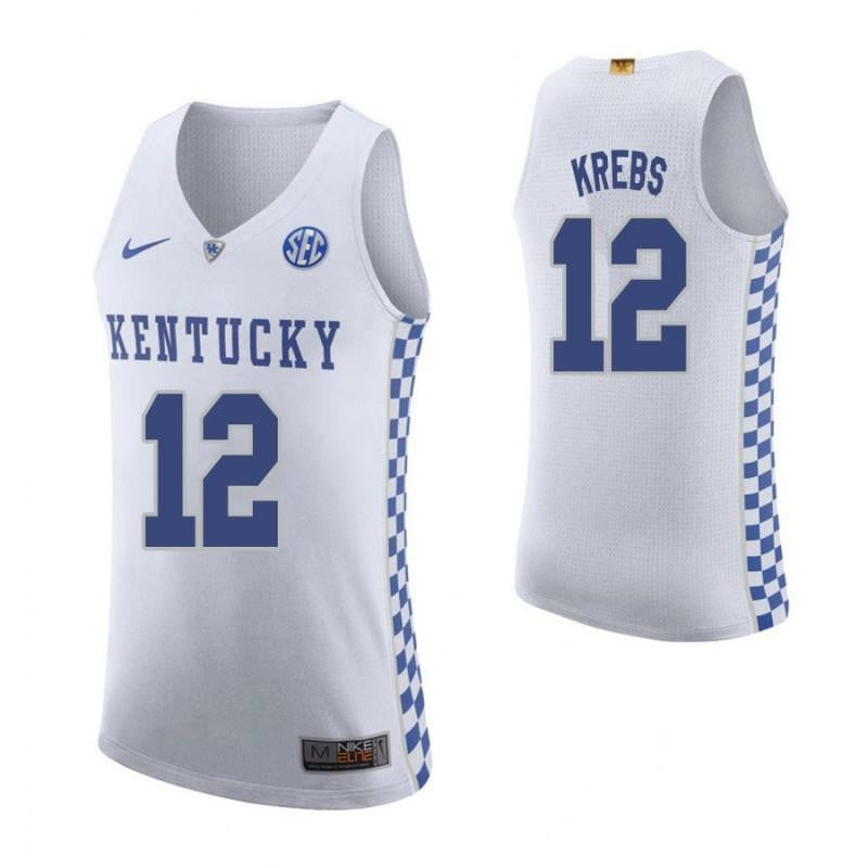 12 Mark Krebs Roa White Elite Kentucky Wildcats NCAA Jersey Men's