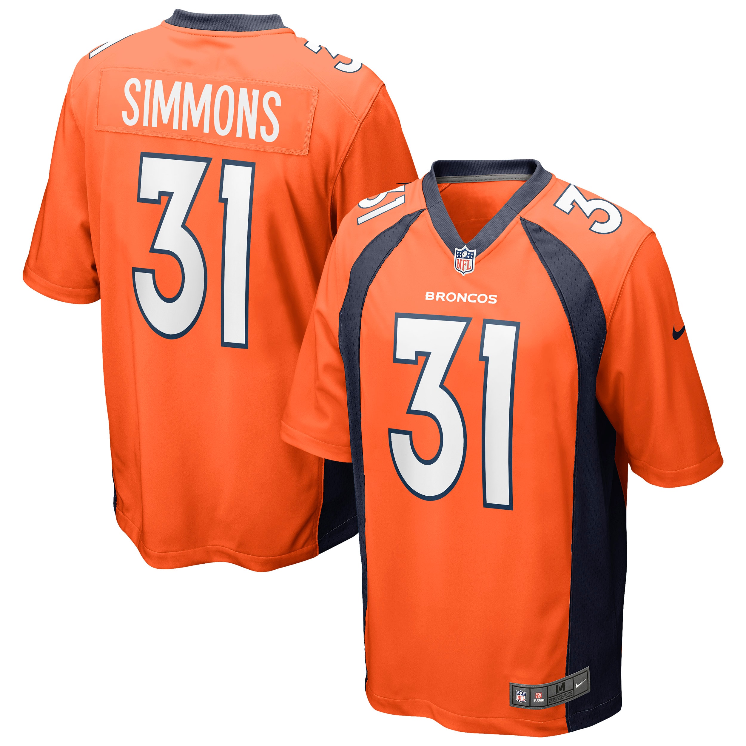 Denver Broncos Justin Simmons Orange Game NFL Jersey Men's