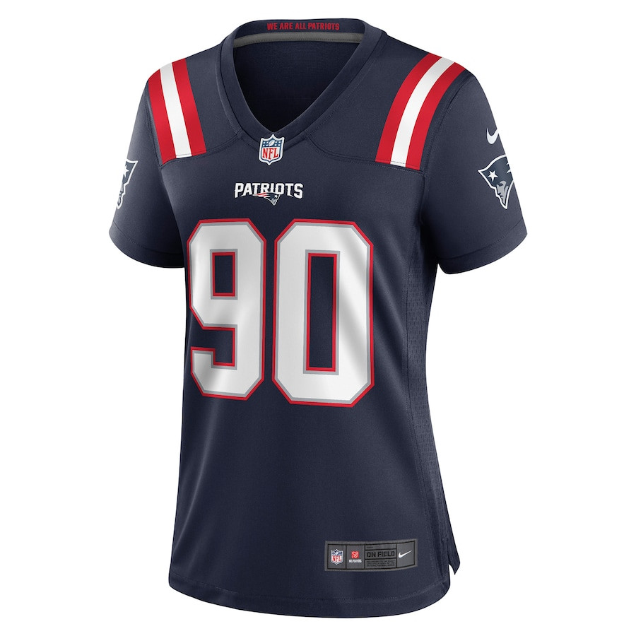 Christian Barmore 90 New England Patriots Game Navy NFL Jersey Women's