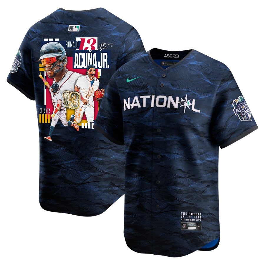 Ronald Acu?a Jr. 13 Atlanta Braves Signed MVP 2023 All Star Game Limited Player Royal MLB Jersey Men's
