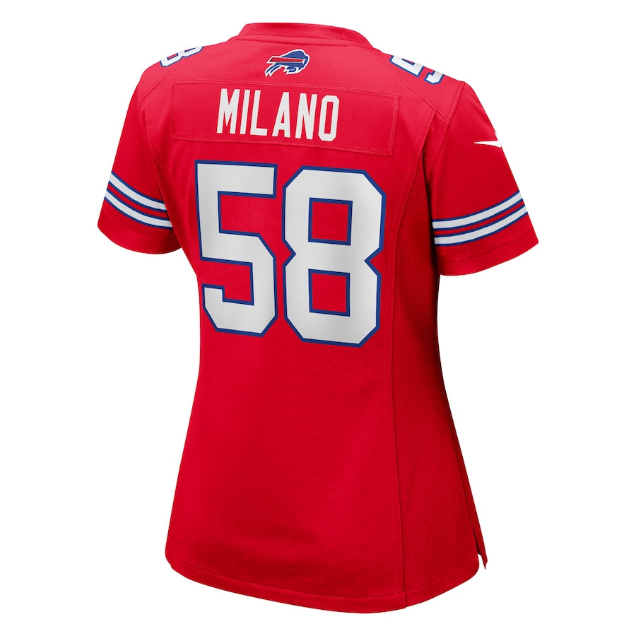 Matt Milano 58 Buffalo Bills Game Red NFL Jersey Women's