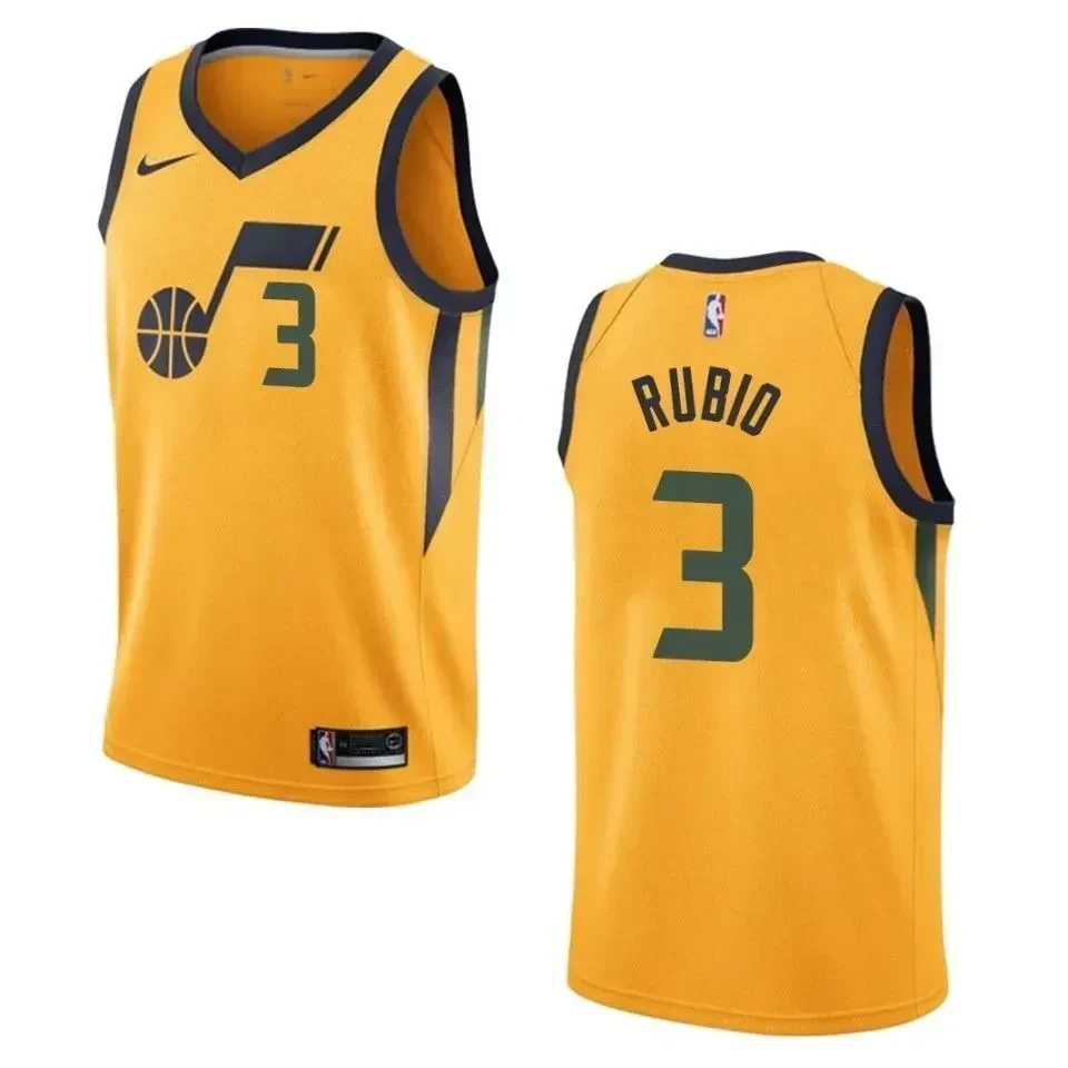 Utah Jazz 3 Ricky Rubio Statement Swingman Yellow NBA Jersey Men's