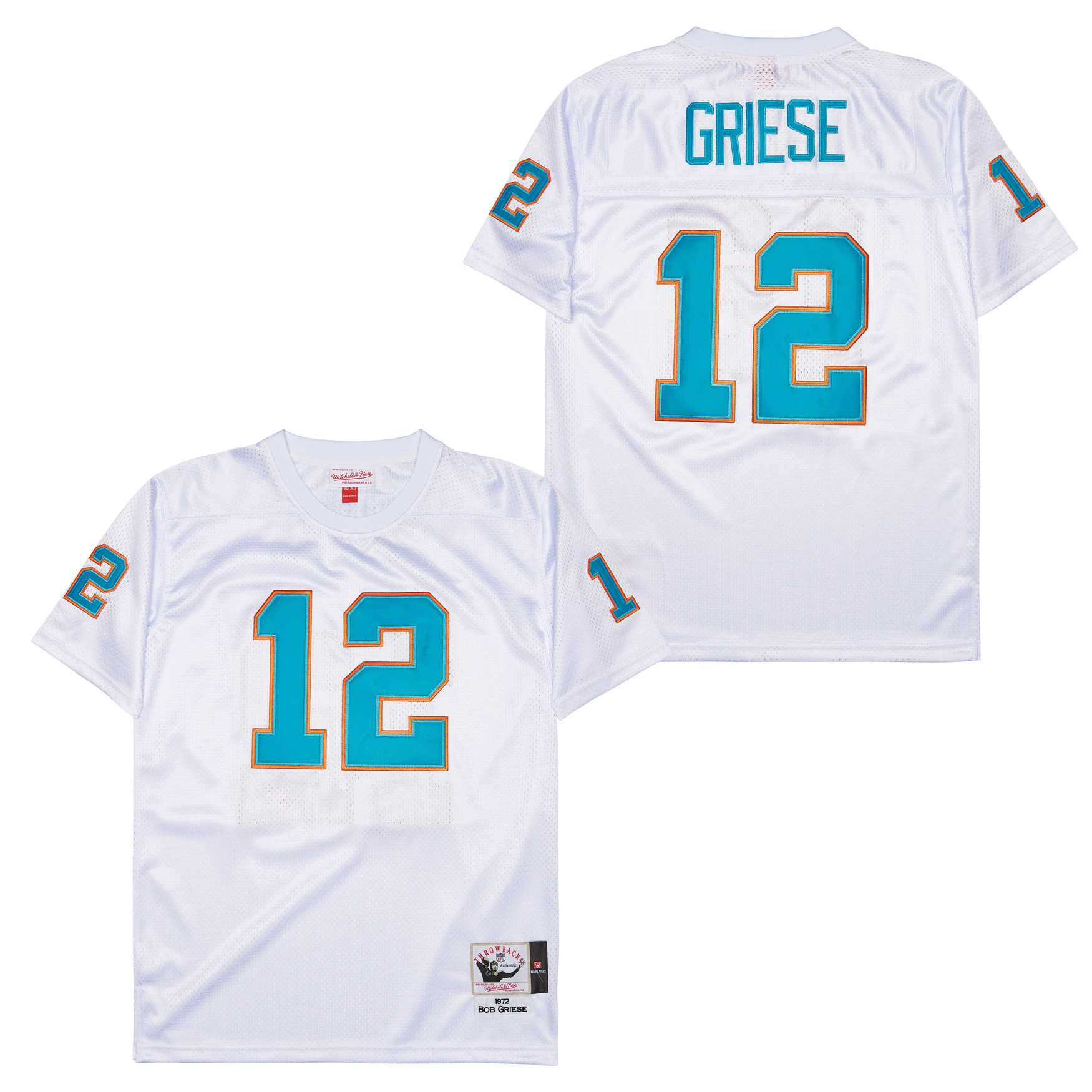 Bob Griese 12 Miami Dolphins Retro Throwback White NFL Jersey Men's