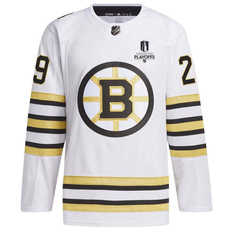 Parker Wotherspoon 29 Boston Bruins 2024 Playoffs Patch Away White NHL Jersey Men's