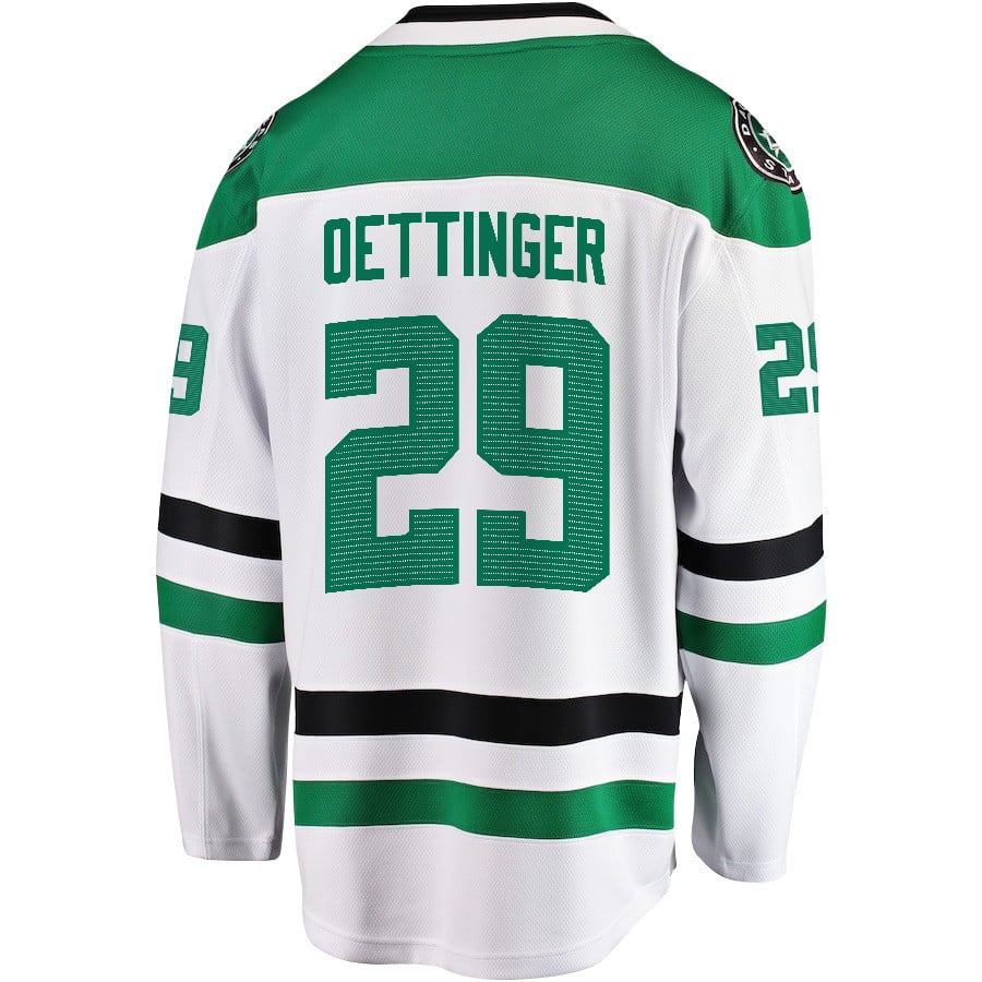 Jake Oettinger 29 Dallas Stars 2024 Playoffs Patch Away Breakaway Men NHL Jersey Men's