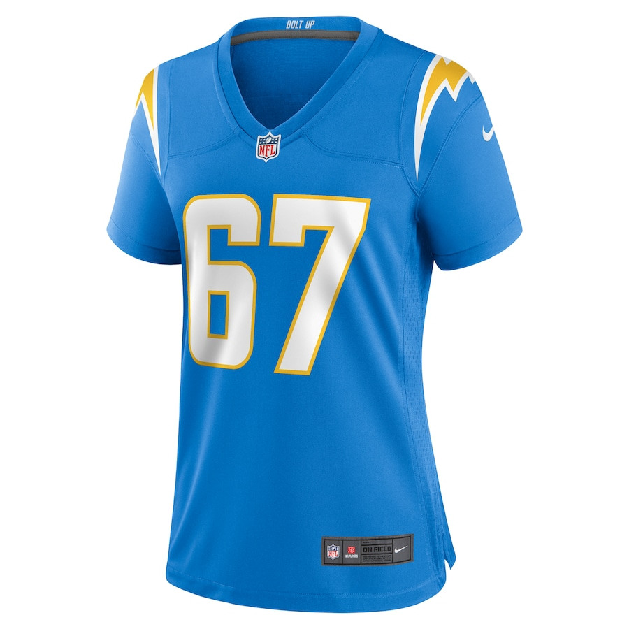 Alex Leatherwood 67 Los Angeles Chargers Game Powder Blue NFL Jersey Women's