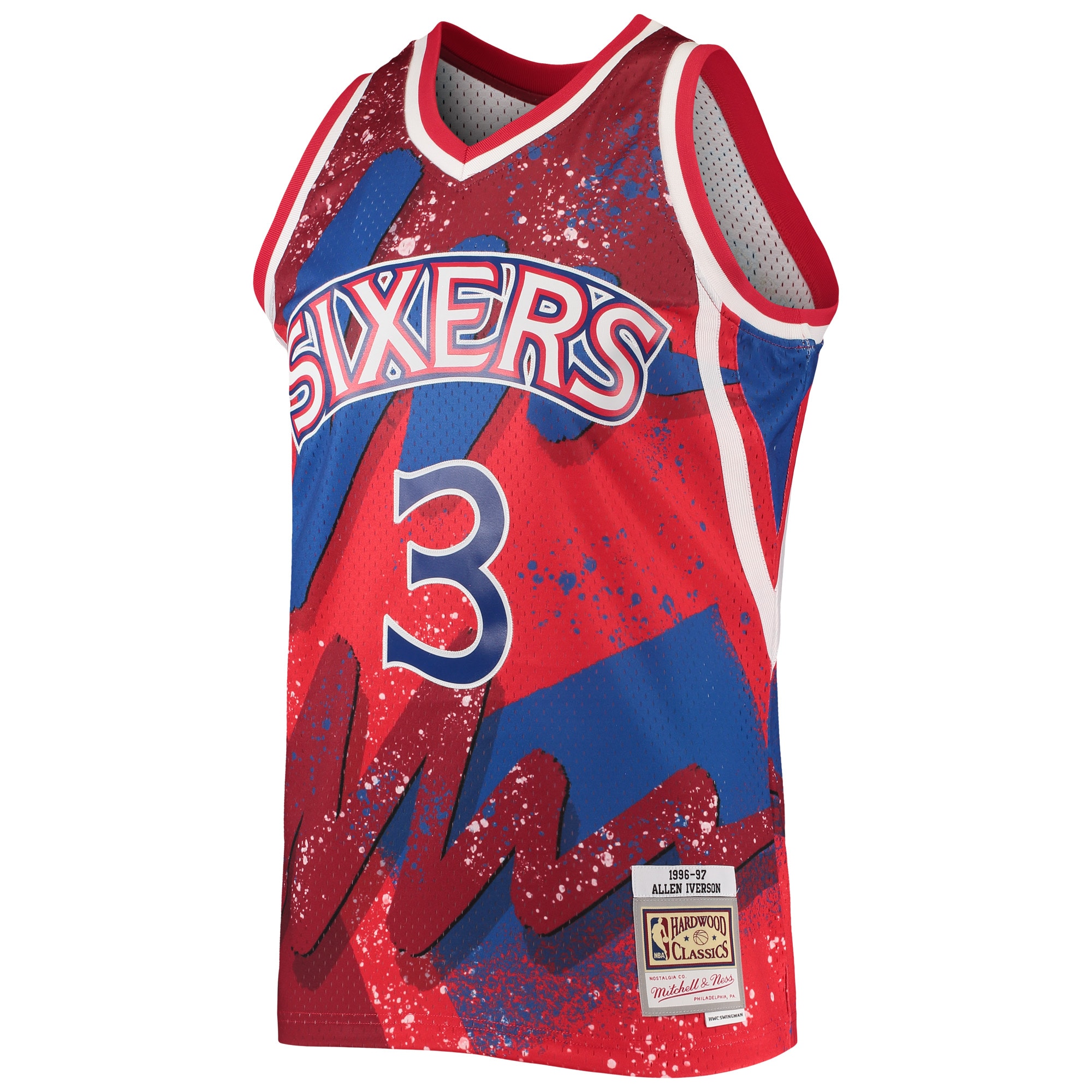 Mitchell Ness Allen Iverson Red Philadelphia 76ers Hardwood Classics 1996/97 Hyper Hoops Swingman NBA Jersey Men's