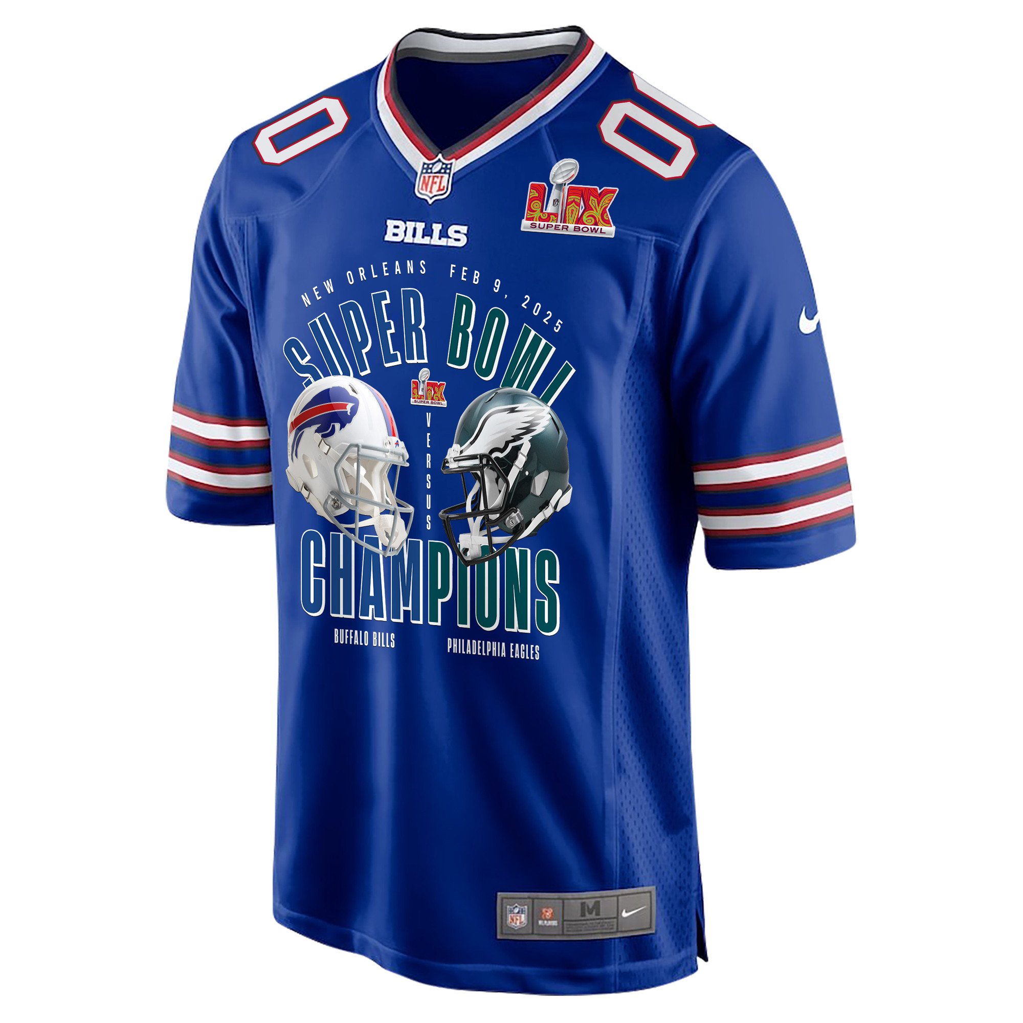 Buffalo Bills Vs. Philadelphia Eagles Super Bowl LIX Game Custom Royal NFL Jersey Men's
