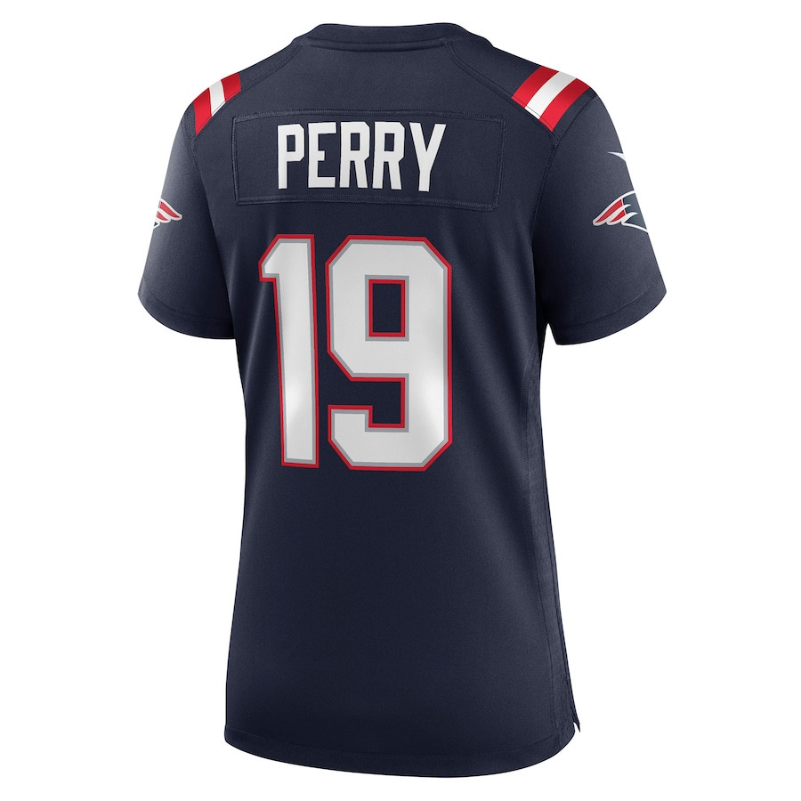 Malcolm Perry 19 New England Patriots Game Navy NFL Jersey Women's