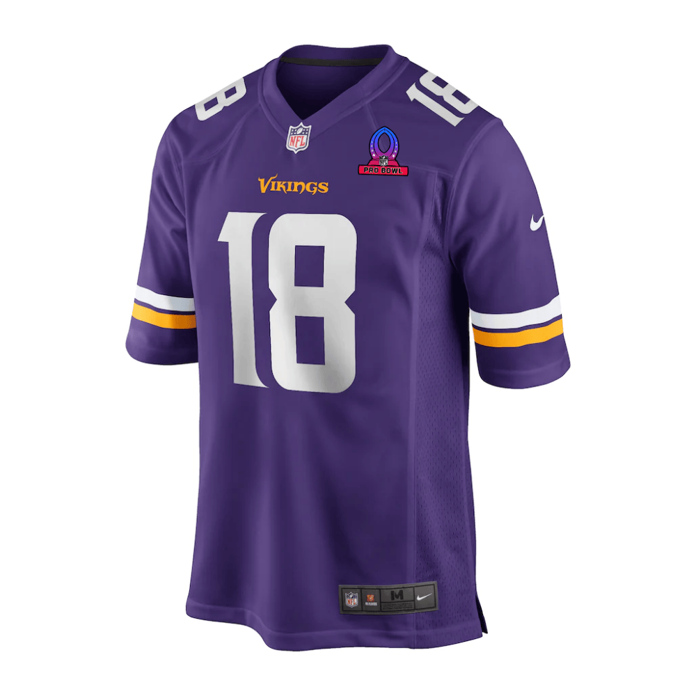 Justin Jefferson 18 Baltimore Ravens 2025 Pro Bowl Patch Game Purple NFL Jersey Men's