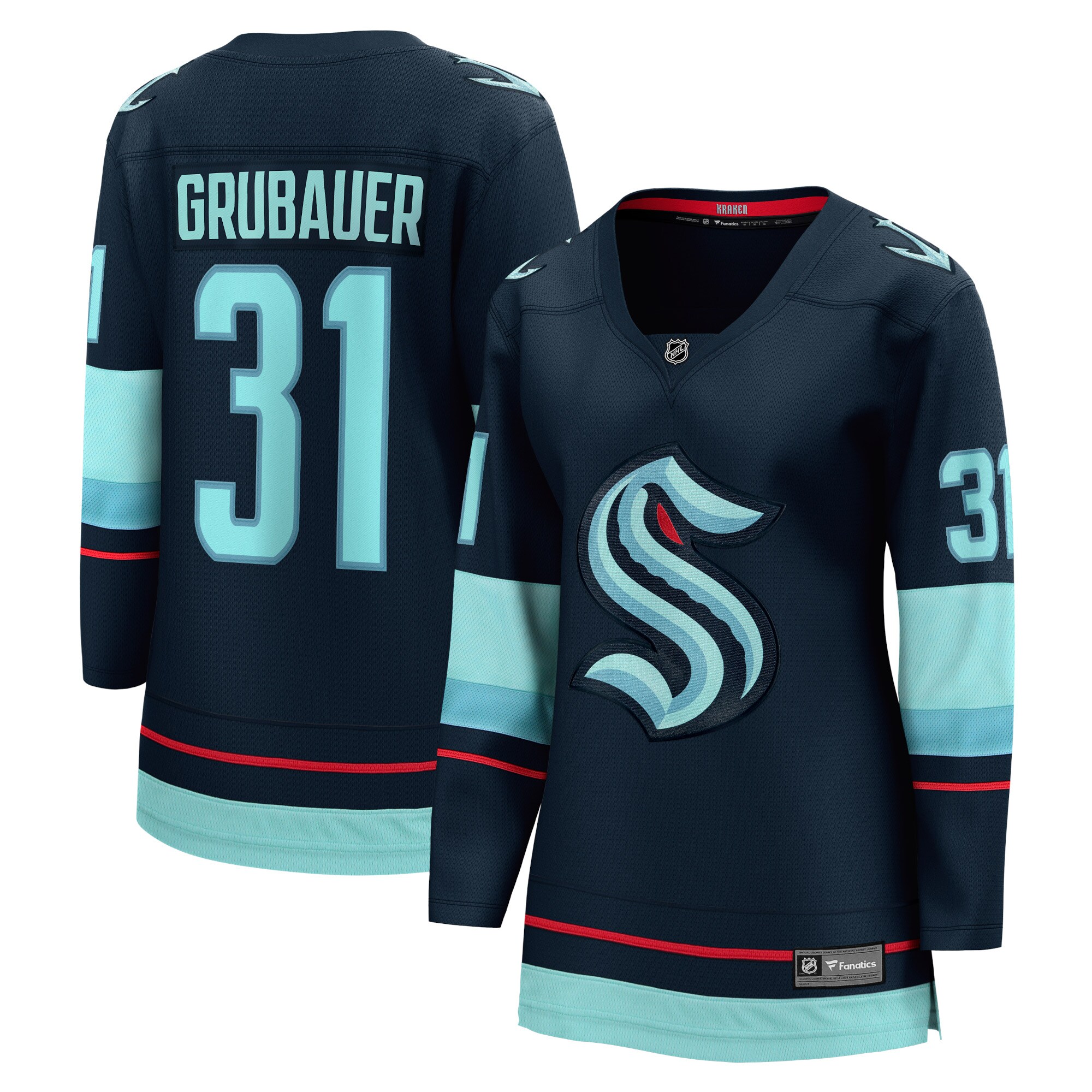Seattle Kraken Philipp Grubauer Navy Home Breakaway Player NHL Jersey Women's