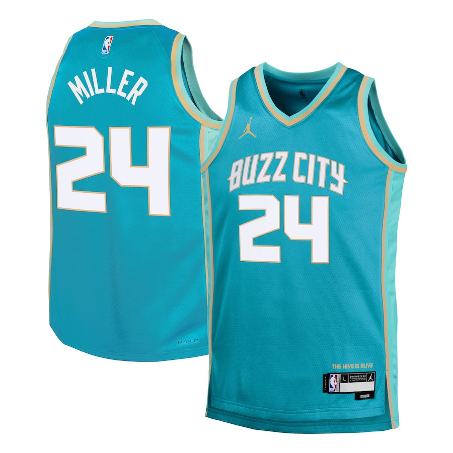 Brandon Miller 24 Charlotte Hornets 2023/24 City Edition Swingma Teal NBA Jersey Youth