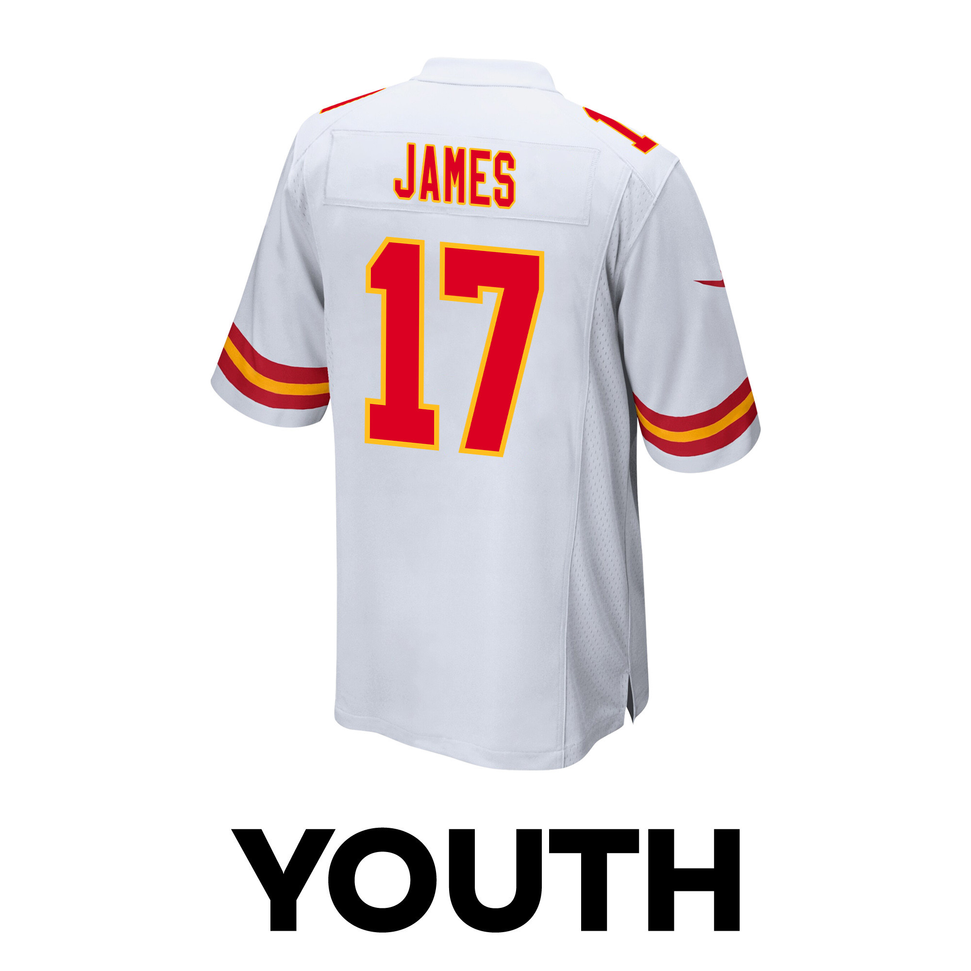 Richie James 17 Kansas City Chiefs Super Bowl LVIII Champions 4X Game White NFL Jersey Youth