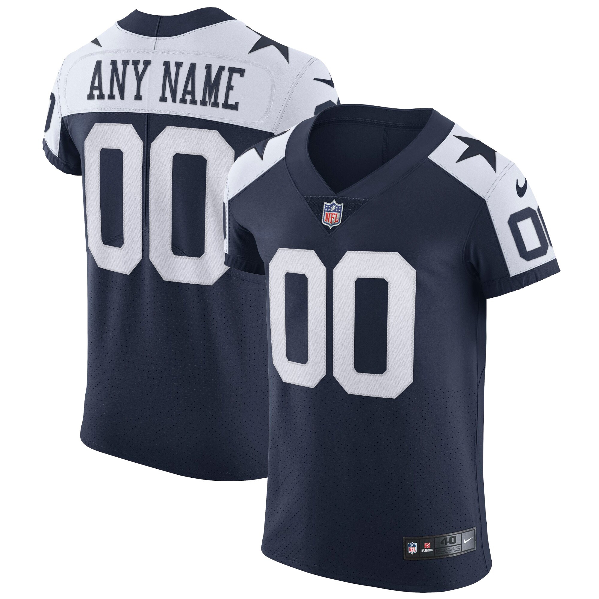 Dallas Cowboys Navy Alternate Vapor Elite Custom NFL Jersey Men's