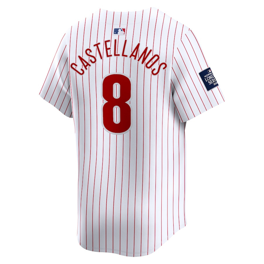Nick Castellanos 8 Philadelphia Phillies 2024 World Tour London Series Home Limited Player White MLB Jersey Men's