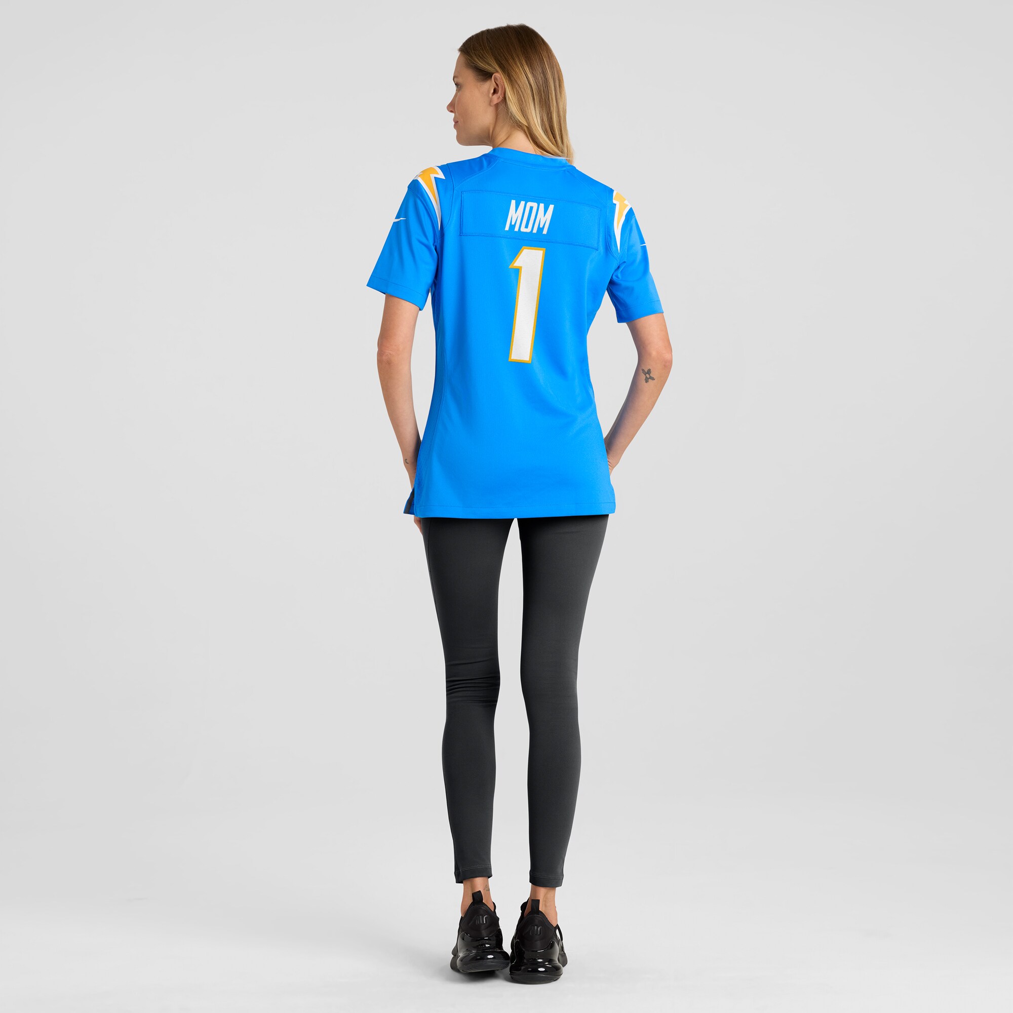 Los Angeles Chargers Number 1 Mom Powder Blue Game NFL Jersey Women's