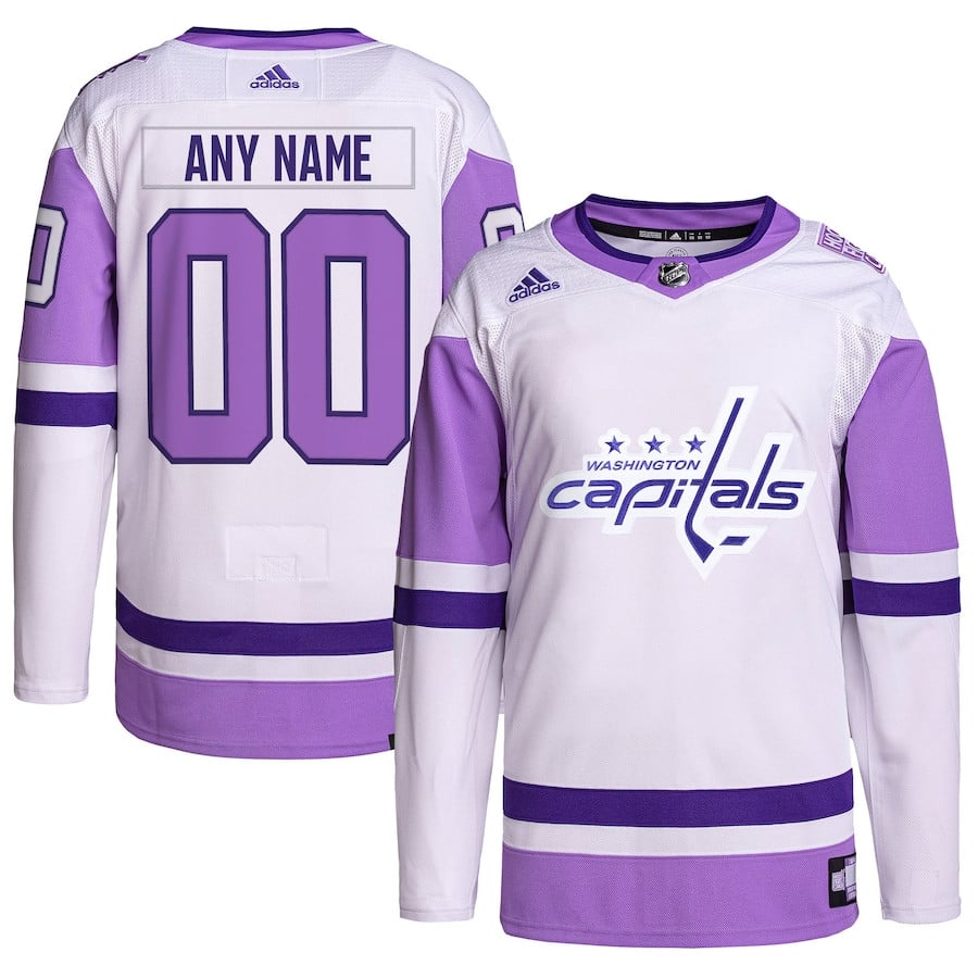 Washington Capitals Fights Cancer Primegreen Custom White/Purple NHL Jersey Men's