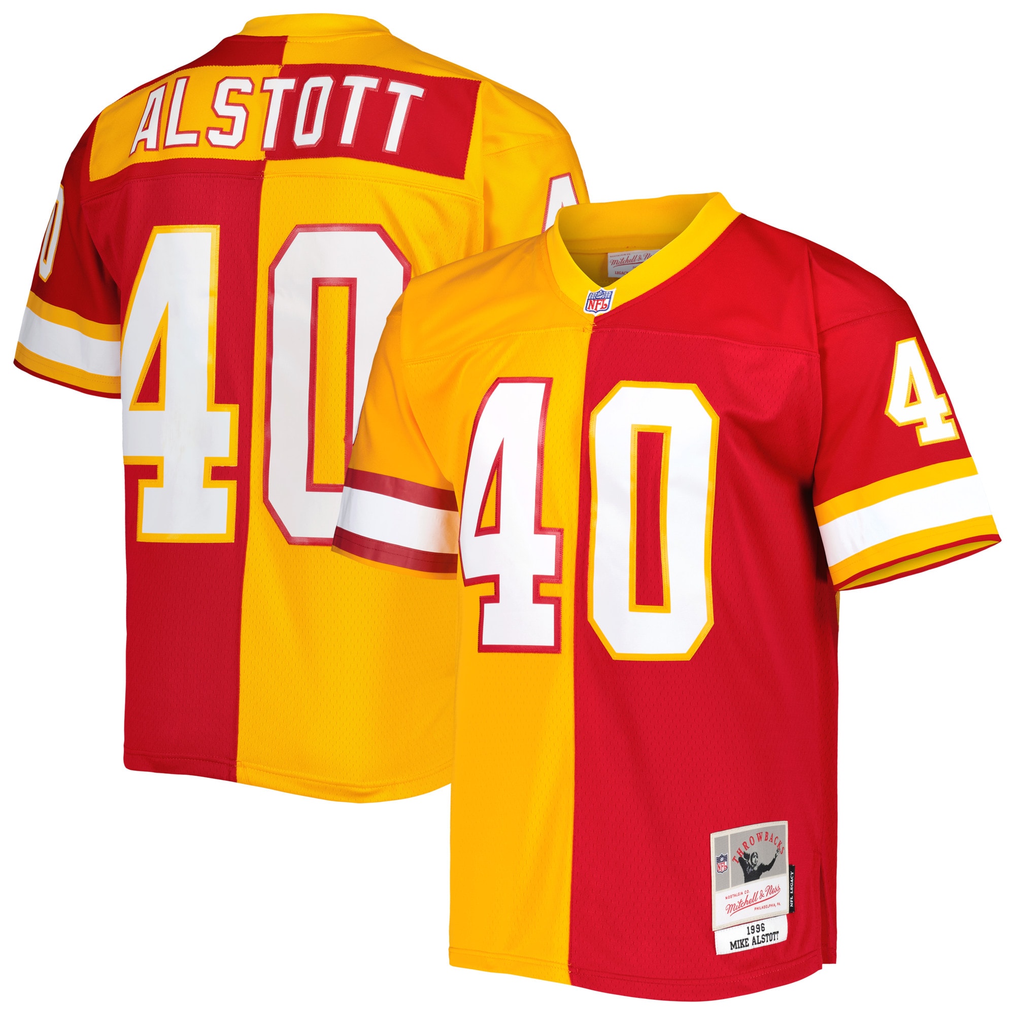 Tampa Bay Buccaneers Mike Alstott Mitchell Ness Orange/Red 1996 Split Legacy NFL Jersey Men's