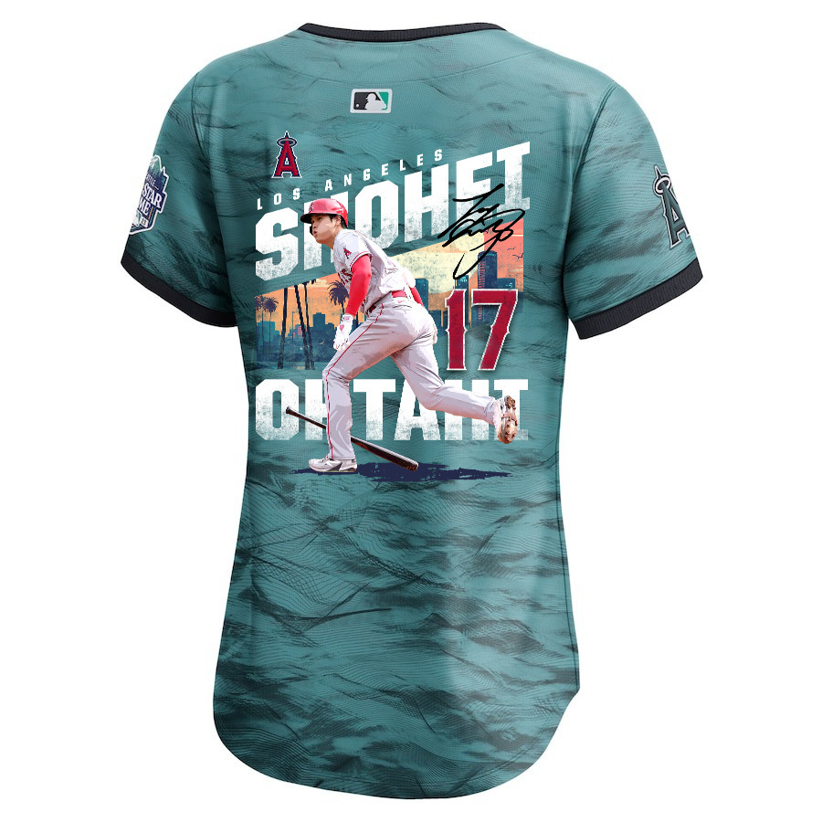 Shohei Ohtani 17 Los Angeles Angels Signed City 2023 All Star Game Limited Player Teal MLB Jersey Women's