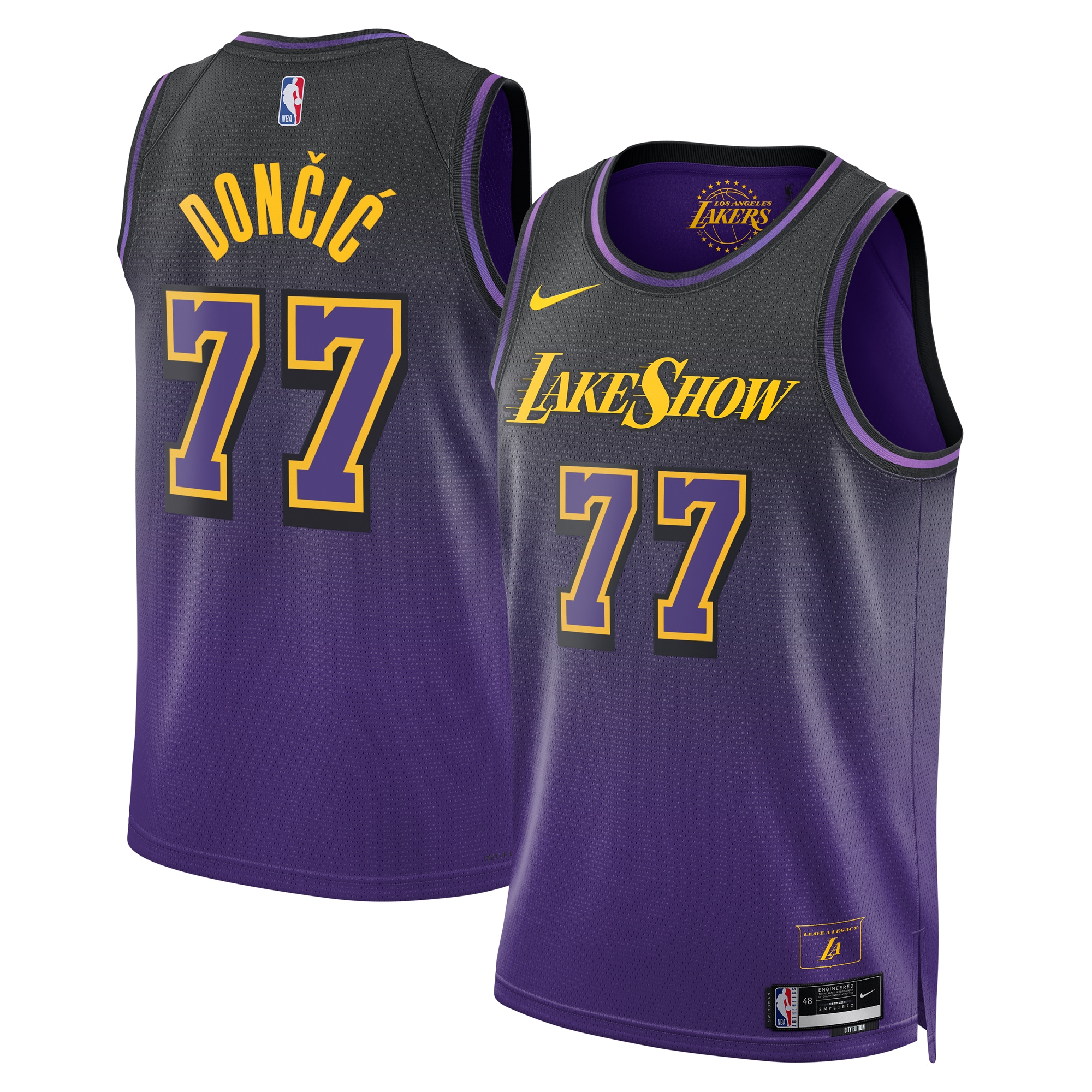 Los Angeles Lakers City Edition Swingman 2024 Purple Luka Don?i Unisex NBA Jersey Unisex