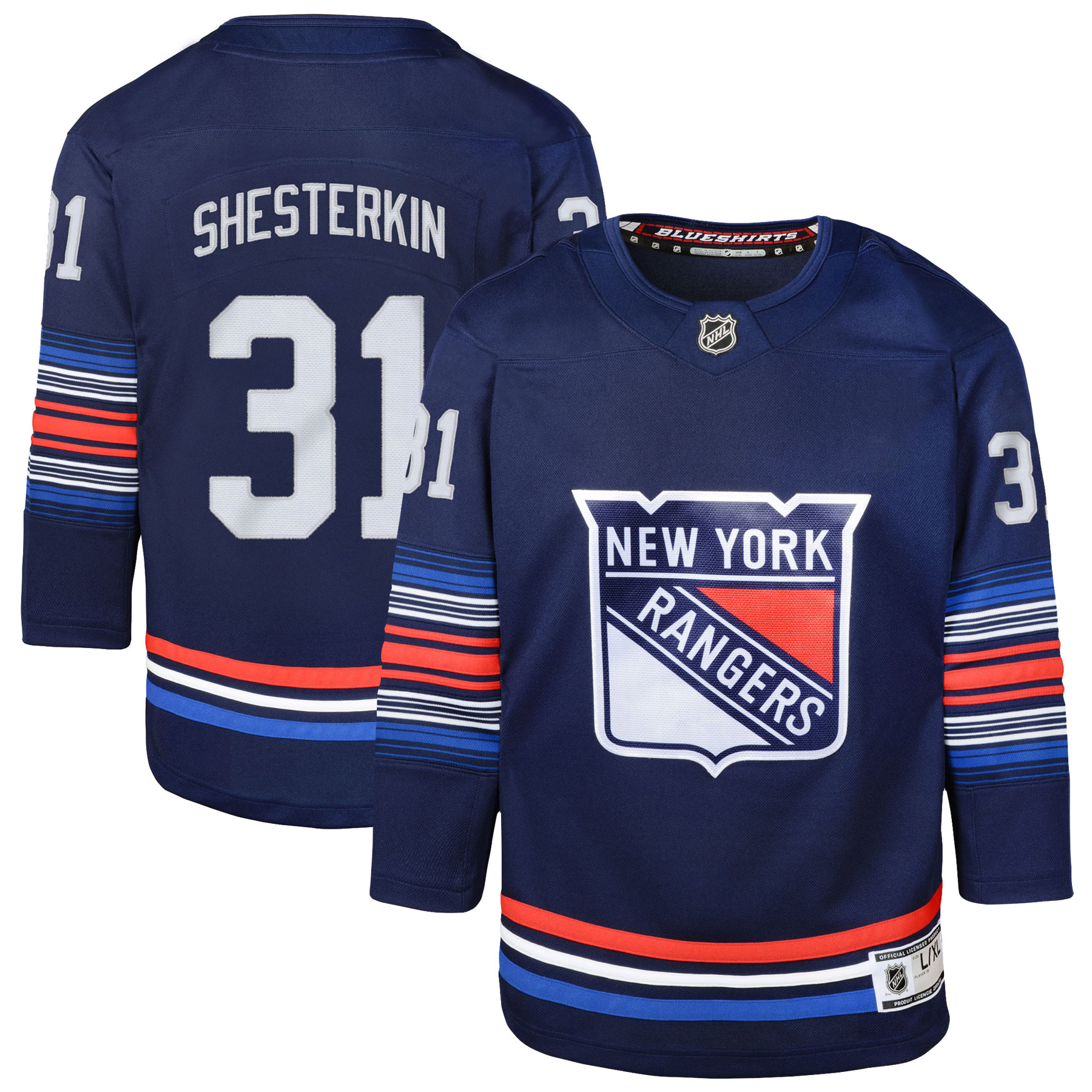 New York Rangers Igor Shesterkin Navy Alternate Premier Player NHL Jersey Youth