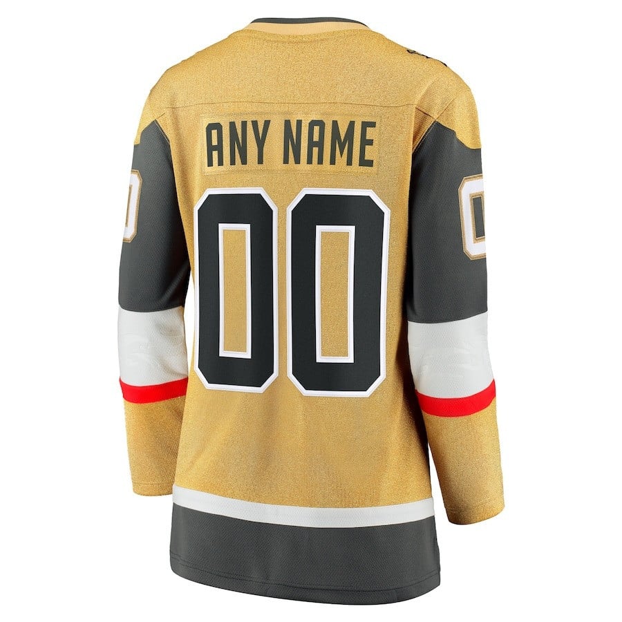 Custom 00 Vegas Golden Knights 2023 Stanley Cup Final Home Breakaway Gold NHL Jersey Women's