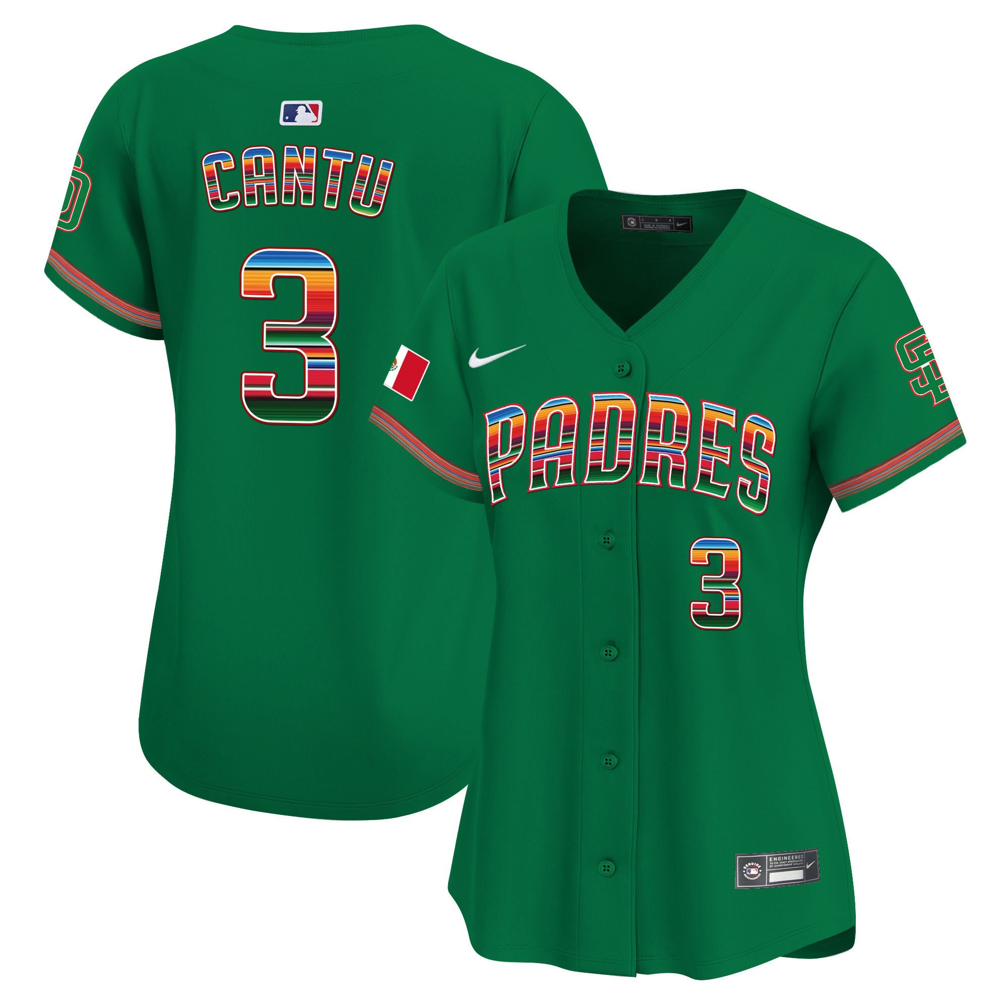 Jorge Cantu 3 San Diego Padres Mexico Green MLB Jersey Women's