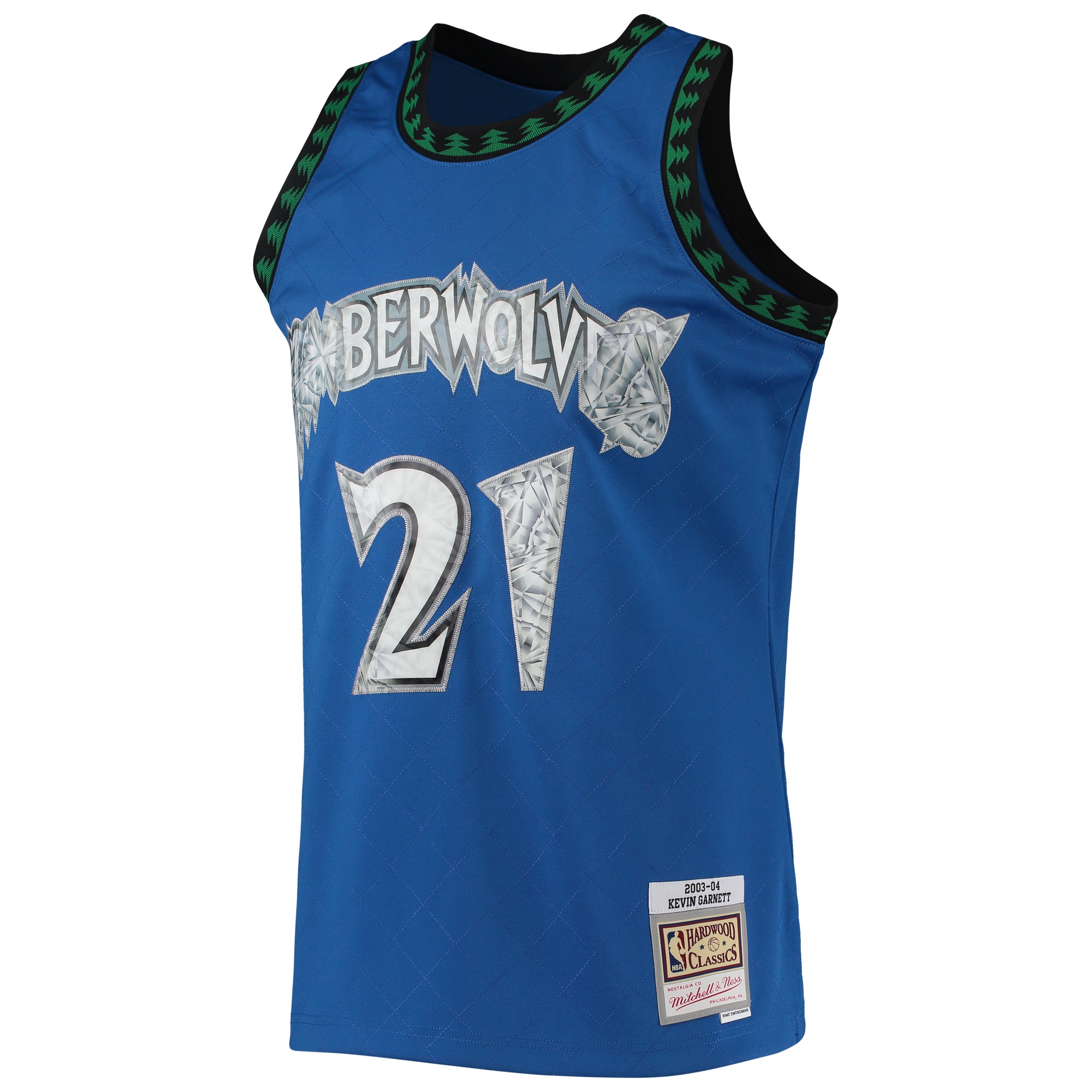 Mitchell Ness Kevin Garnett Blue Minnesota Timberwolves 2003/04 Hardwood Classics 75th Anniversary Diamond Swingman NBA Jersey Men's
