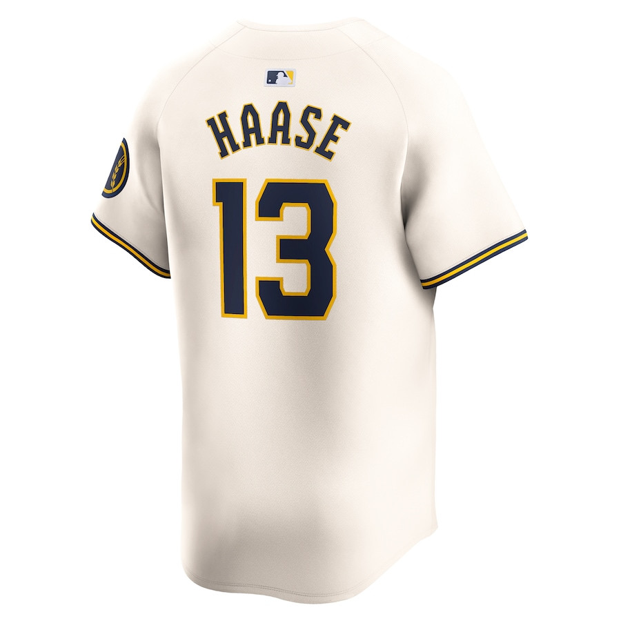 Eric Haase 13 Milwaukee Brewers Home Limited Player Cream MLB Jersey Men's