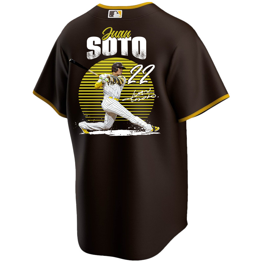 Juan Soto 22 San Diego Padres Signed Hit 2023 Alternate Player Brown MLB Jersey Men's