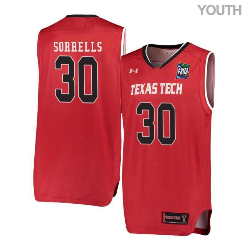 Under Armour 30 Andrew Sorrells Red Texas Tech Red Raiders NCAA Jersey Youth