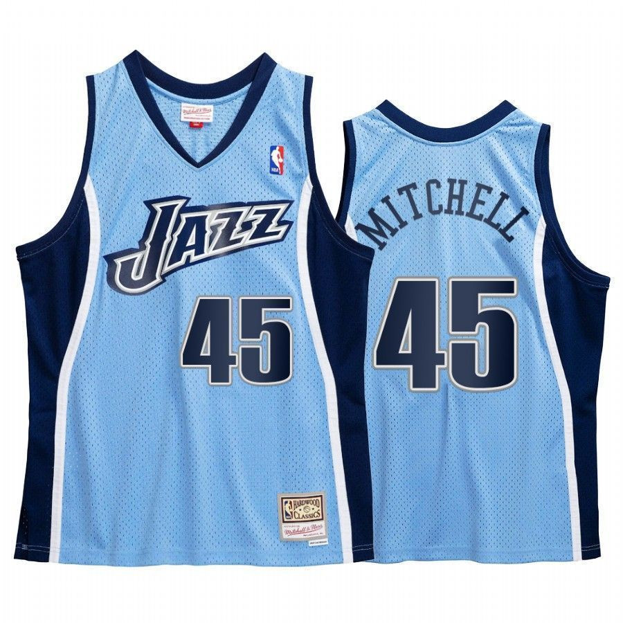 Donovan Mitchell 45 Utah Jazz Blue Hardwood Classics NBA Jersey Men's