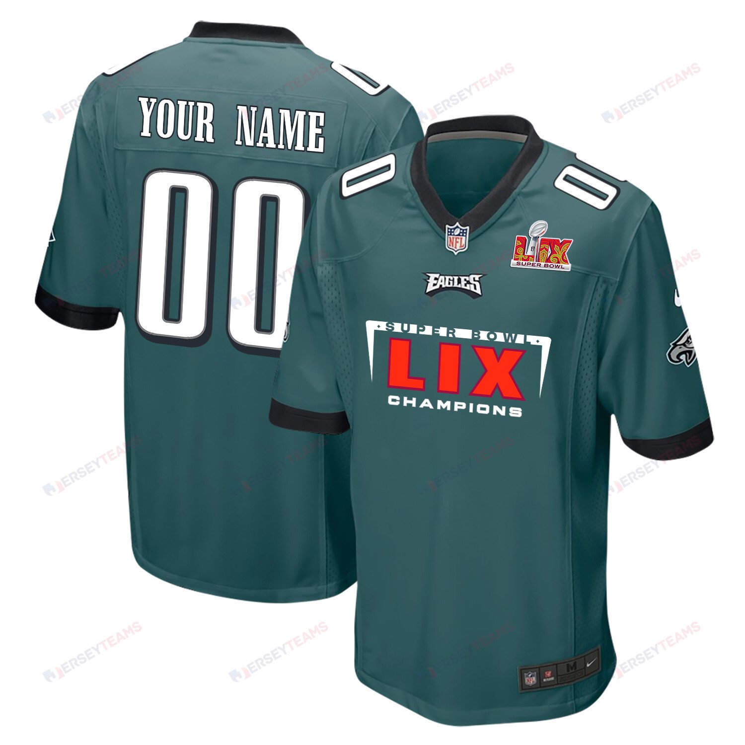 Philadelphia Eagles Super Bowl LIX Champions Simple Style V2 Game Custom Midnight Green NFL Jersey Men's