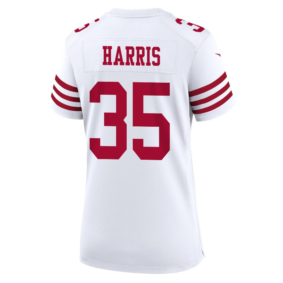 Erik Harris 35 San Francisco 49ers Super Bowl LVIII Patch Game White NFL Jersey Women's