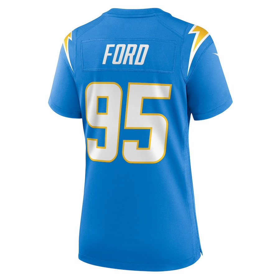 Poona Ford 95 Los Angeles Chargers Game Powder Blue NFL Jersey Women's