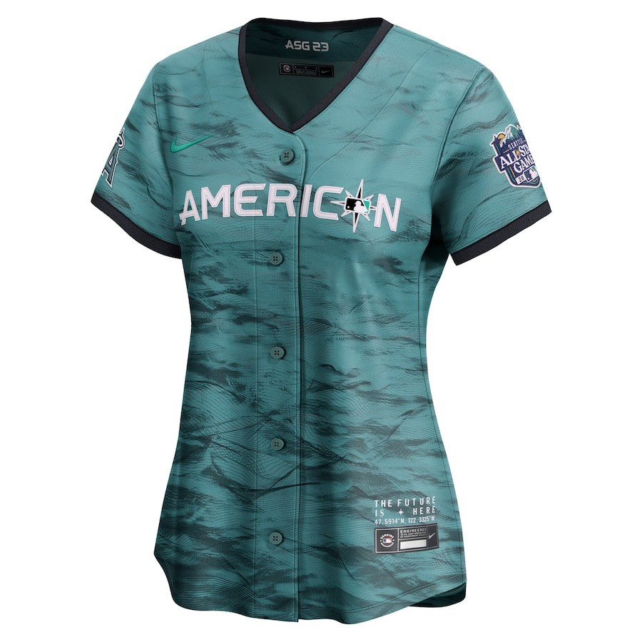 Shohei Ohtani 17 Los Angeles Angels Signed Decisive Blow 2023 All Star Game Limited Player Teal MLB Jersey Women's