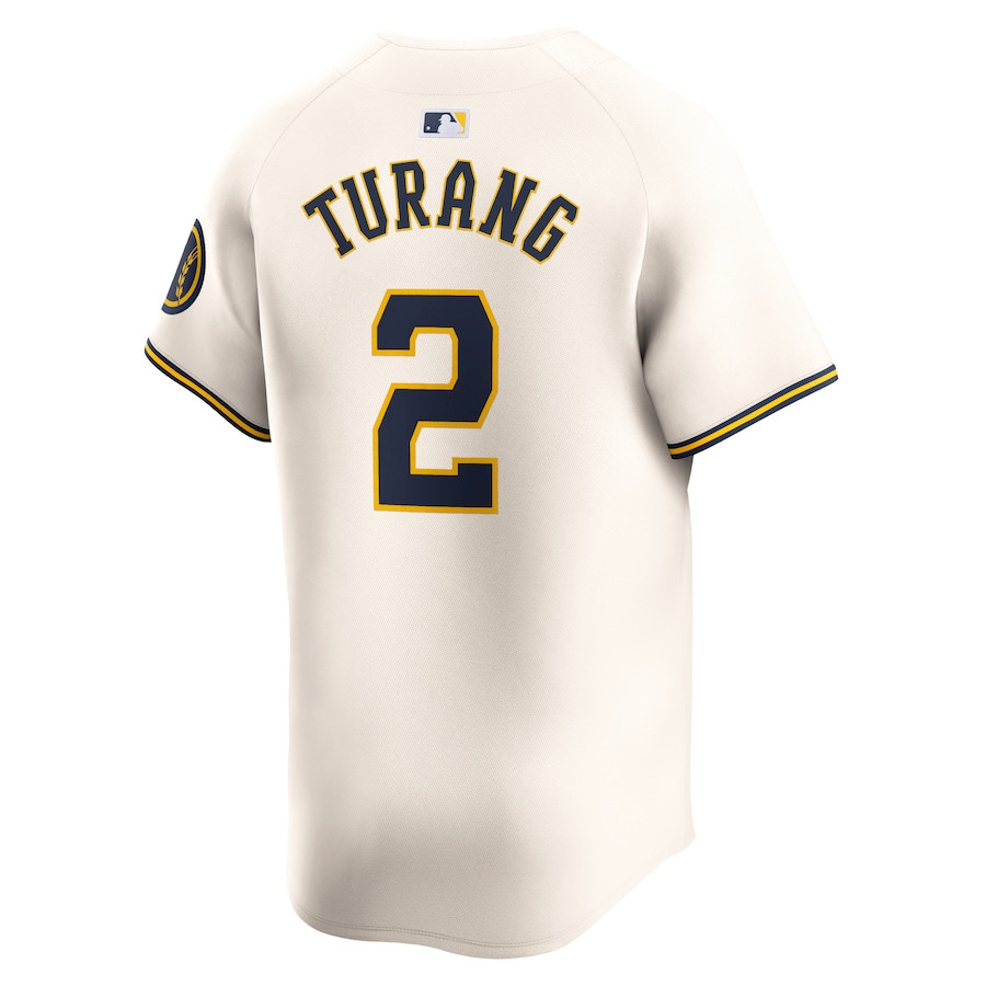 Brice Turang 2 Milwaukee Brewers Home Limited Cream MLB Jersey Men's