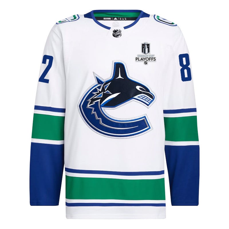 Ian Cole 82 Vancouver Canucks 2024 Playoffs Patch Away White NHL Jersey Men's