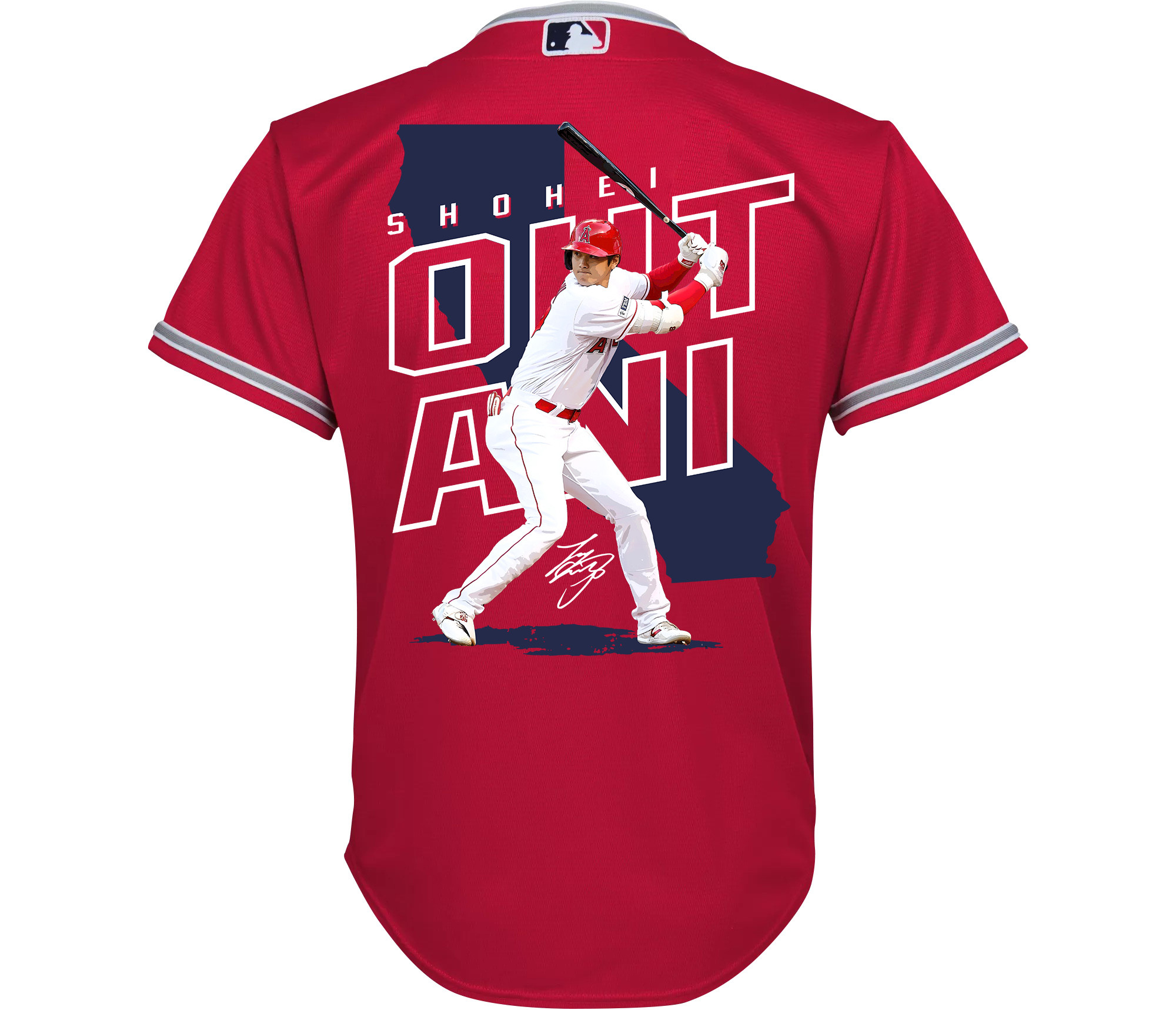 Shohei Ohtani 17 Los Angeles Angels Signed Map 2023 Alternate Player Red MLB Jersey Youth