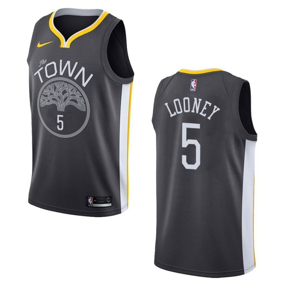 Golden State Warriors 5 Kevon Looney Statement Swingman Black NBA Jersey Men's