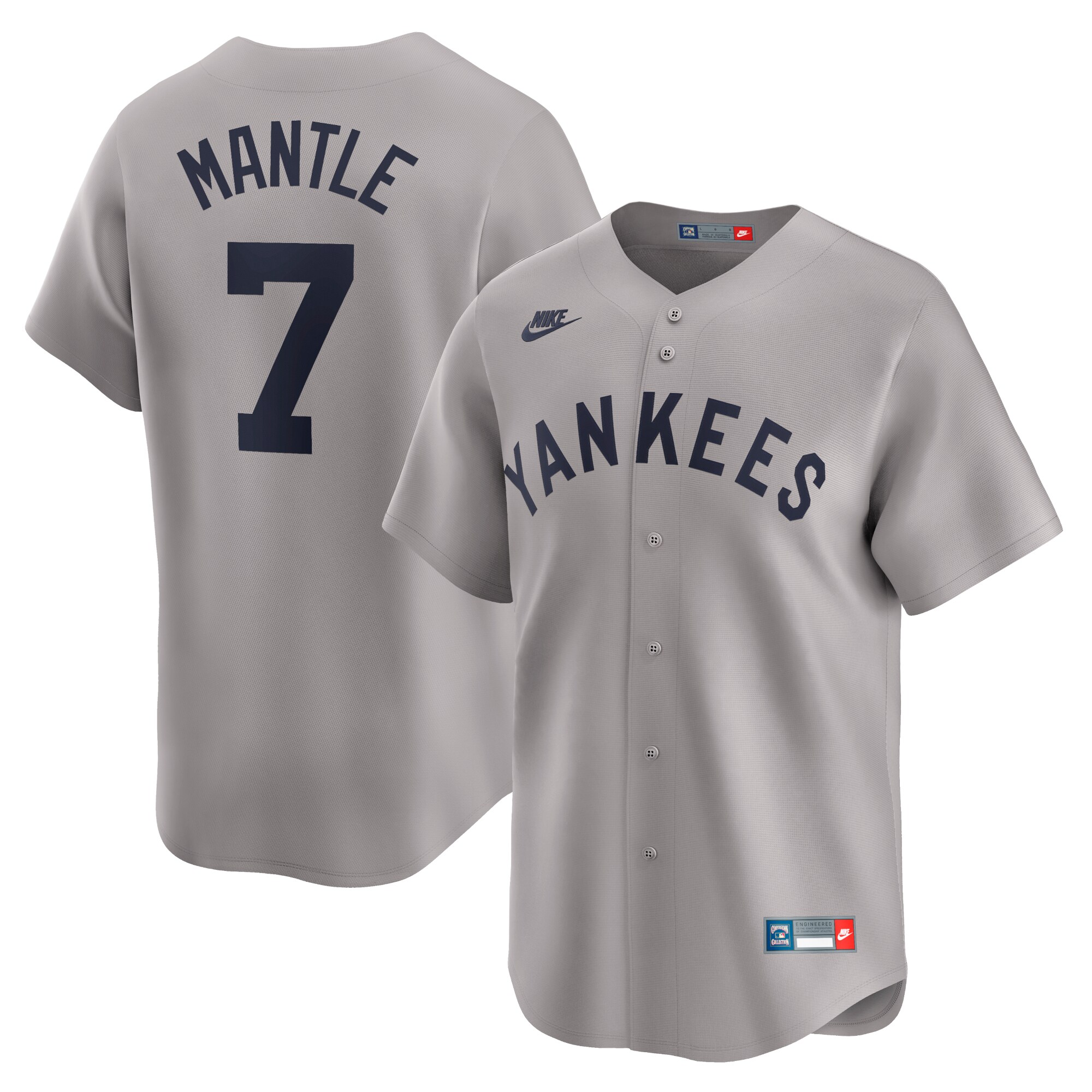 New York Yankees Mickey Mantle Gray Throwback Cooperstown Collection Limited MLB Jersey Men's